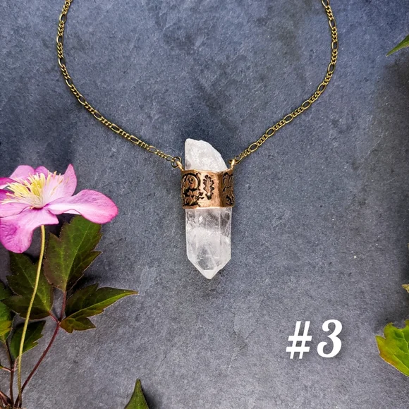Artisan Made Quartz Crystal Point Long Necklaces - Picture 12 of 13